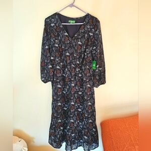 Nwt Floral Boho Maxi Dress Dip Women's L